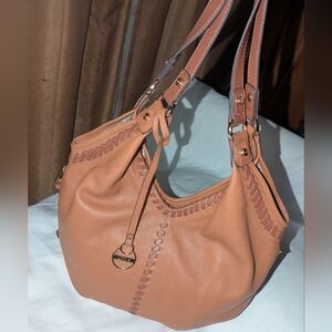 Lodis  Lacey Tan Leather Shoulder Bag with Braided Detail